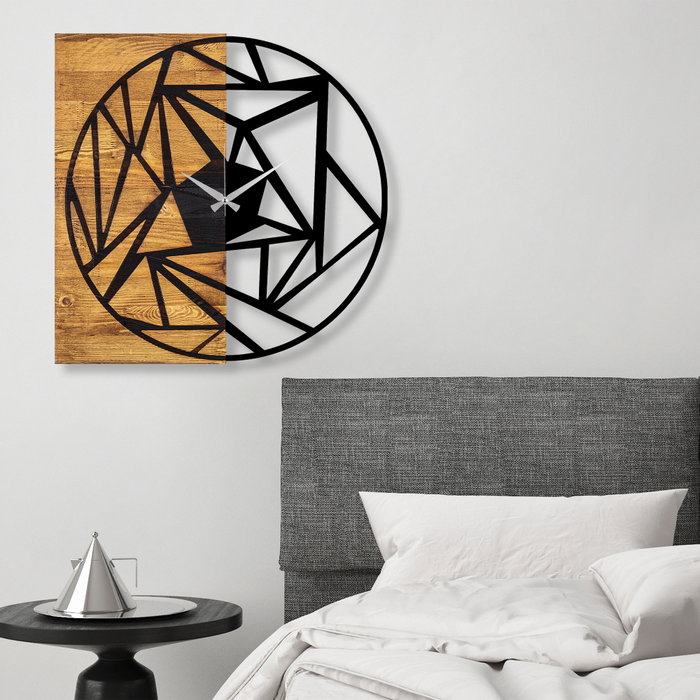 Wallity Reloj de pared decorativo de madera Nogal y Negro Wallity Reloj de pared decorativo de madera Nogal y Negro